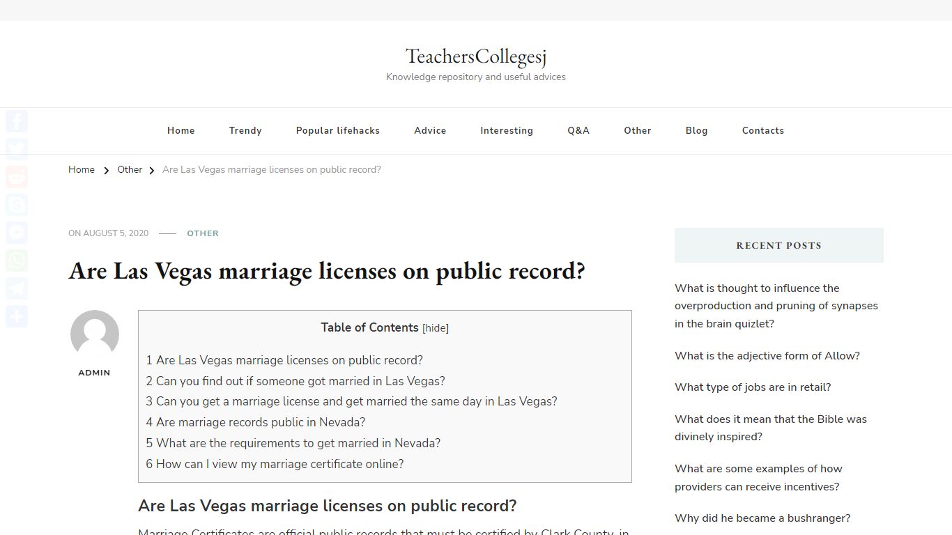 Are Las Vegas marriage licenses on public record?